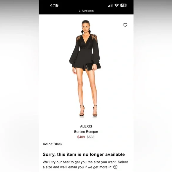 ALEXIS Gorgeous Black Bertine Romper with Lace Detail 🖤
